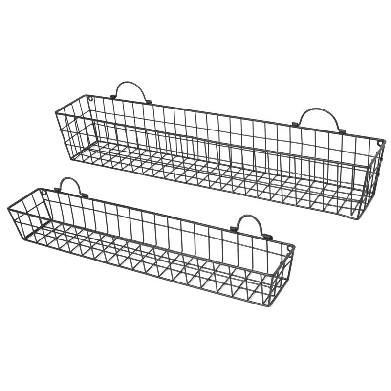 Rebrilliant Glynda 2 Pieces Metal Wall Storage Organizer with Wall